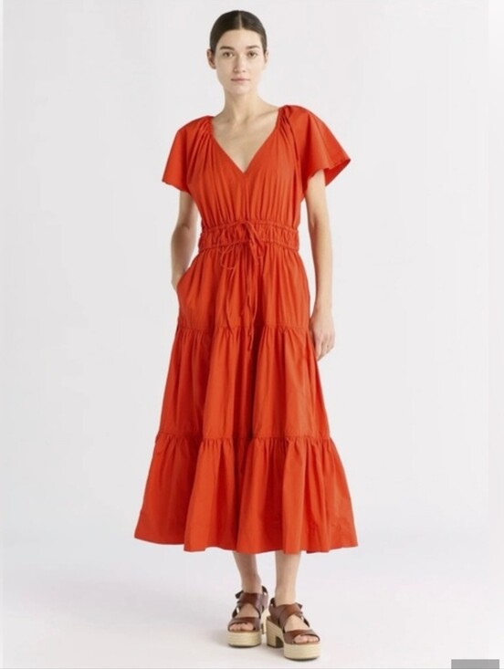 Free Assembly Dresses & Skirts - Free Assembly-100% cotton-Maxi Tiered Dress-Orange/Red-Size Medium